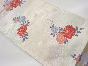 リサイクル　流水に牡丹模様織出し名古屋帯